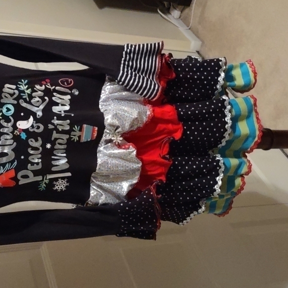 𝅺Unicorn Christmas Dress Girls Size Large - Picture 4 of 9